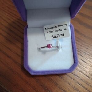New s.925 sterling silver pink moissanite ring size 7 gorgeous .5 CT